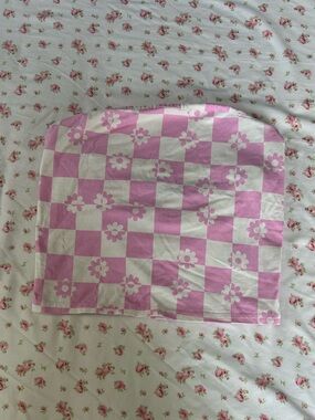 URBAN OUTFITTERS Pink Floral Checkerboard Crop Tube Top